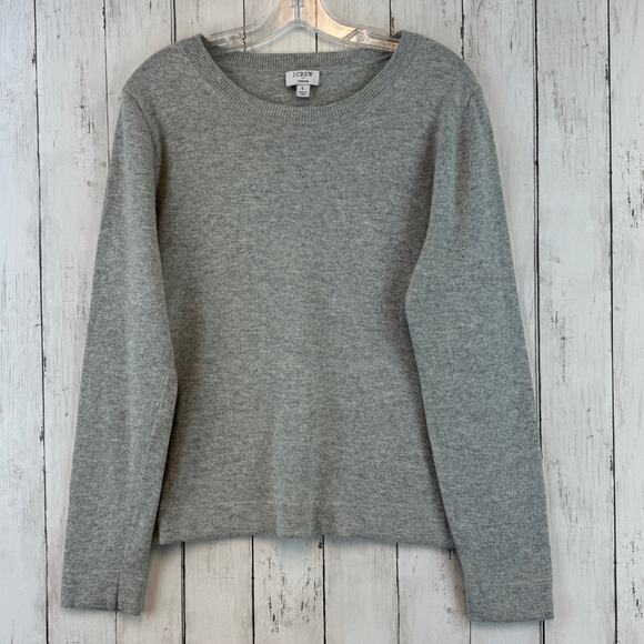 J. Crew Sweaters - J. Crew Grey Cotton-Wool Blend Teddie Long Sleeve Knit Sweater Size Large